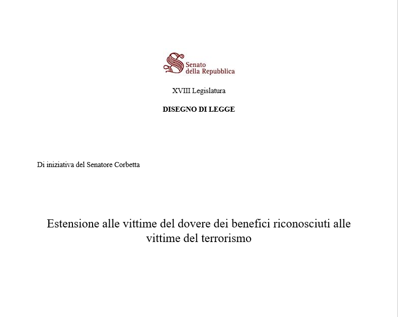 vittime del dovere - equiparazione gianmarco corbetta - emanuela piantadosi - senato.png